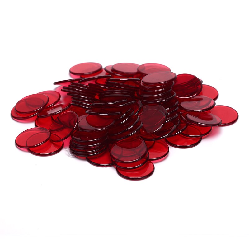 100 stk plast poker chips casino karneval bingo markører token sjov familie klub brætspil legetøj: Rød