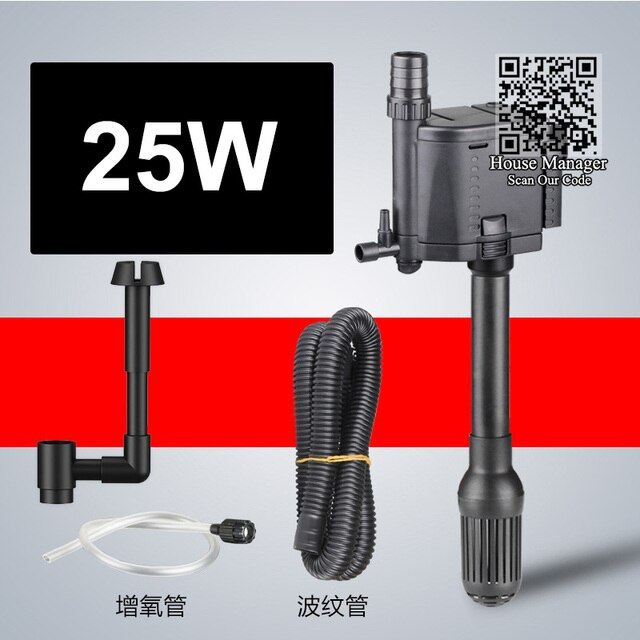 4in1 Submersible Aquarium Pump Filter + Surface Protein Skimmer + Add Air + Flow System, regulate adjustable Filter Water Pump: 25W / AU Plug adapter