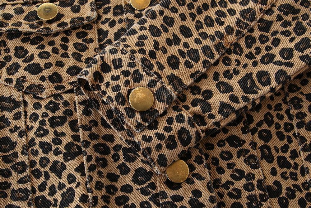 Spring Autumn Infant Kids Baby Girls Denim Jacket Outfits Leopard Print Long Sleeve Coat Outfits 2-7Y Jean Jackets