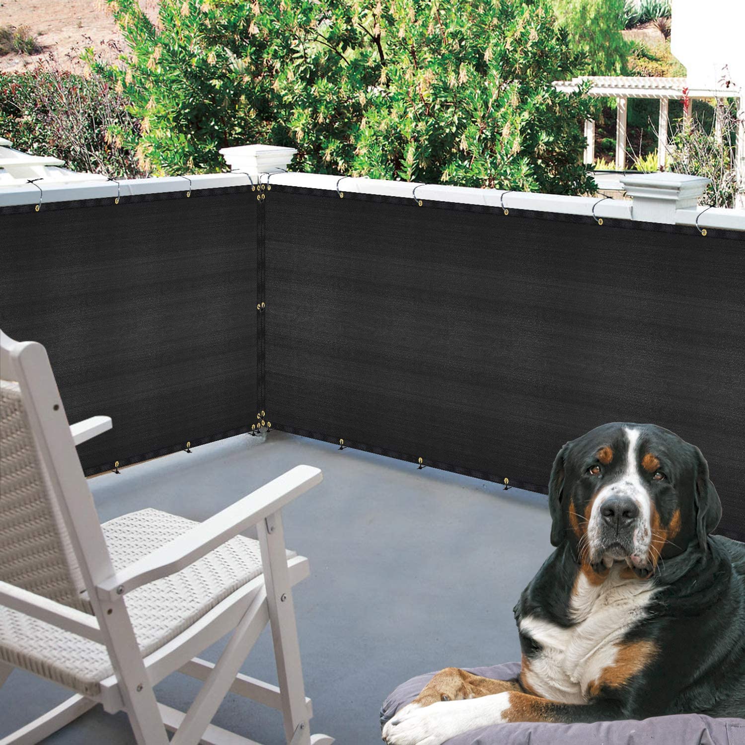 Black Privacy Screen Fence Mesh Windscreen ,Garden Fence Protection Privacy Balcony Fence Net for Patio, Backyard,Porch,Pool