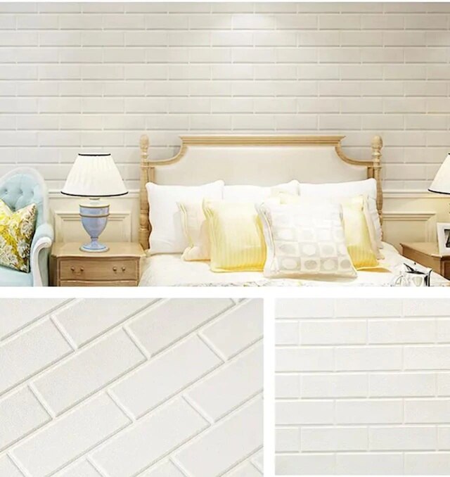 NW63 White Simple Brick Self-Adhesive Wall Panel 438110079