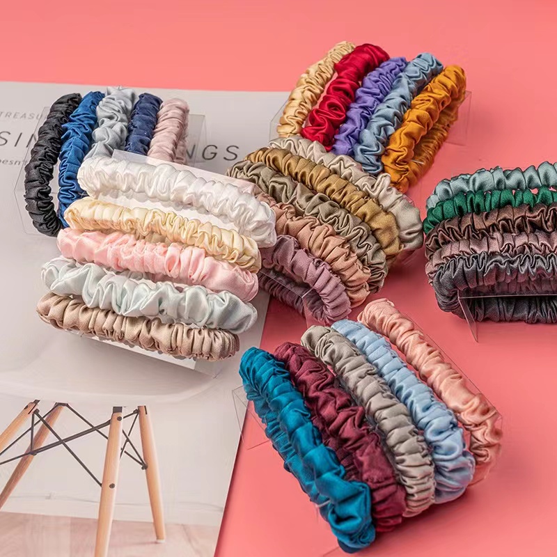 3/4Pcs Box Moerbei Zijde Haar Chouchou Handgemaakte Haarbanden Vrouwen Meisje Haaraccessoires Pure Kleur Natuurlijke hairties