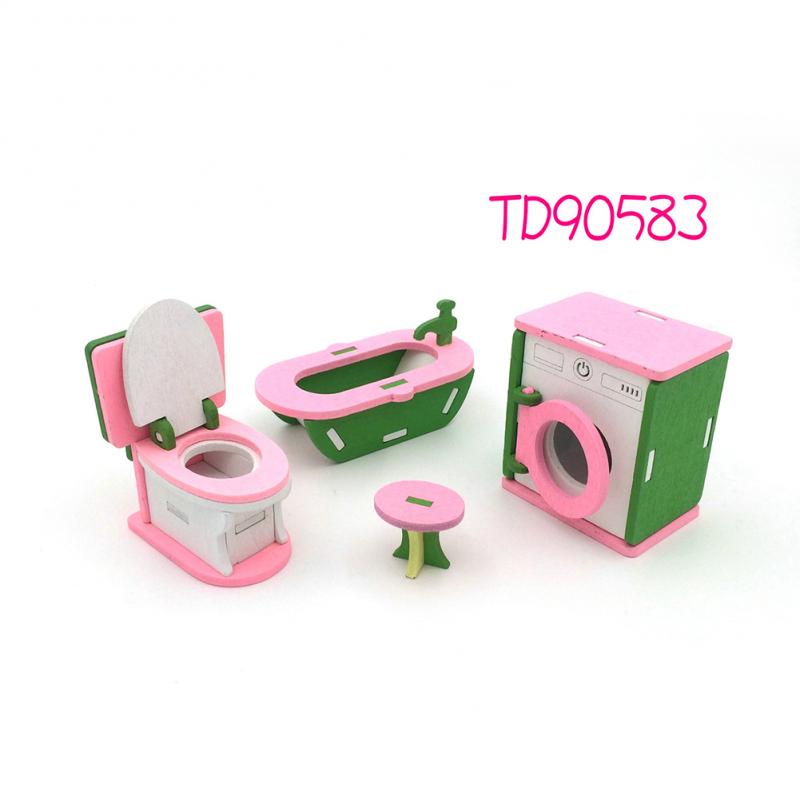 1 Set Cute Dollshouse Set Pretend Play Toy Educational 3D Doll House Miniature Wooden Furniture Simulation Dollhouse Accessory: 10