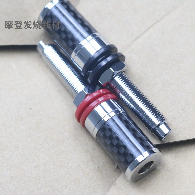 Conector de cobre chapado en rodio para altavoz de 5 vías, conector hembra de conector de Banana, fibra de carbono, protección de Audio HIFI, bloqueo de tornillo artesanal