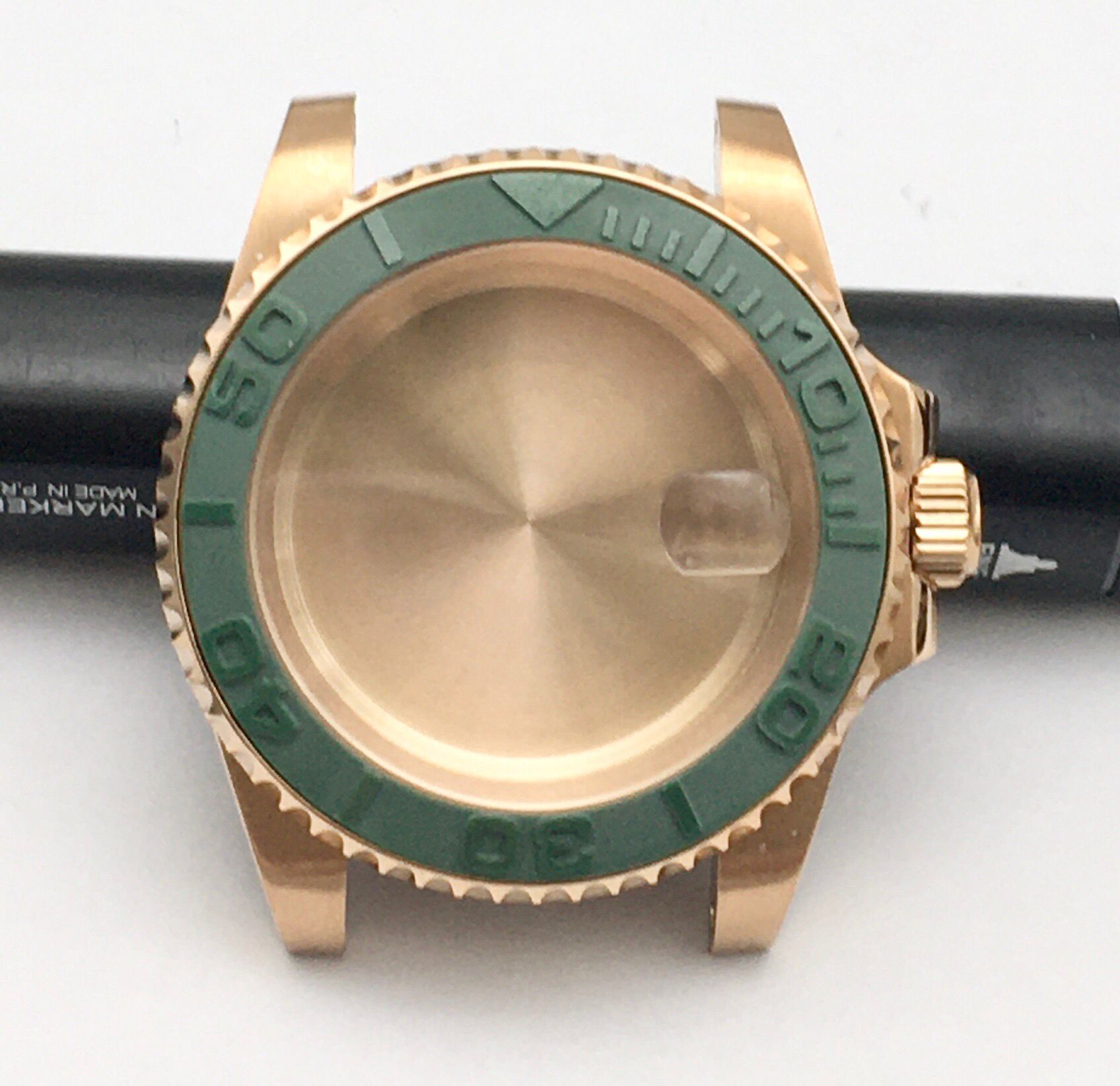 40mm Stainless Steel Rose Gold Watch Case Watch Accessories Men's Mechanical Assembled Case with Bezel for NH35A/NH36 Movement: Green as shown