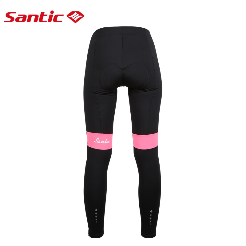Santic Women MTB Bike Pants 4D Cushion Pad Reflective Thermal Winter Fleece Pants Breathable Bicycle Riding Running Cycling Pant