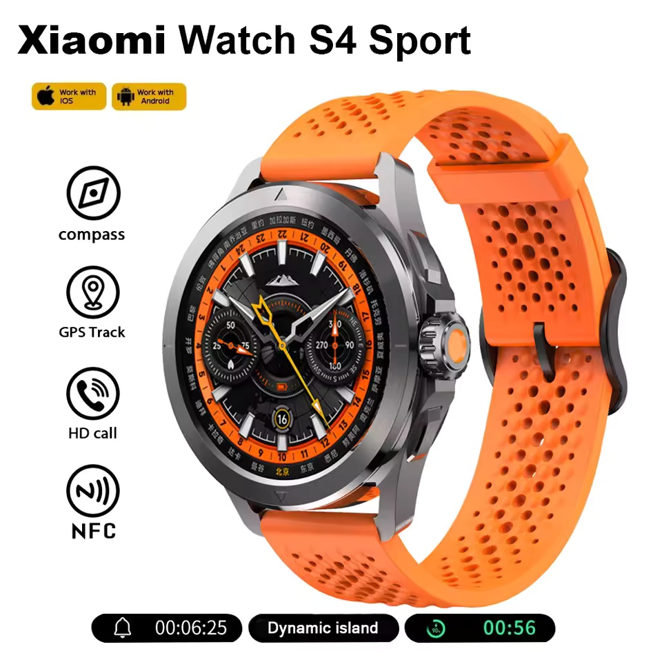 S4 ultra per Xiaomi Braccialetto Intelligente Orologio Da Uomo AMOLED Schermo HD Chiamata Bluetooth GPS Traiettoria NFC Frequenza Cardiaca Bussola SmartWatch: verde