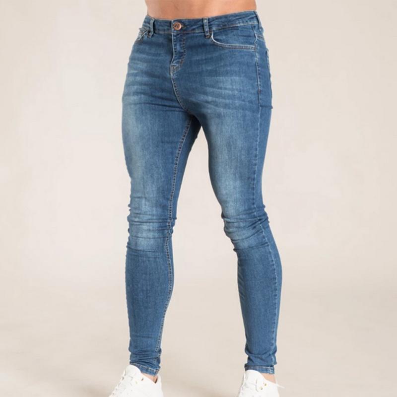 Casual Jeans Men Washed Denim Pants Hip Hop Men's Jeans Streetwear Slim Stretch Biker Jeans Male Pencil Denim Trouser