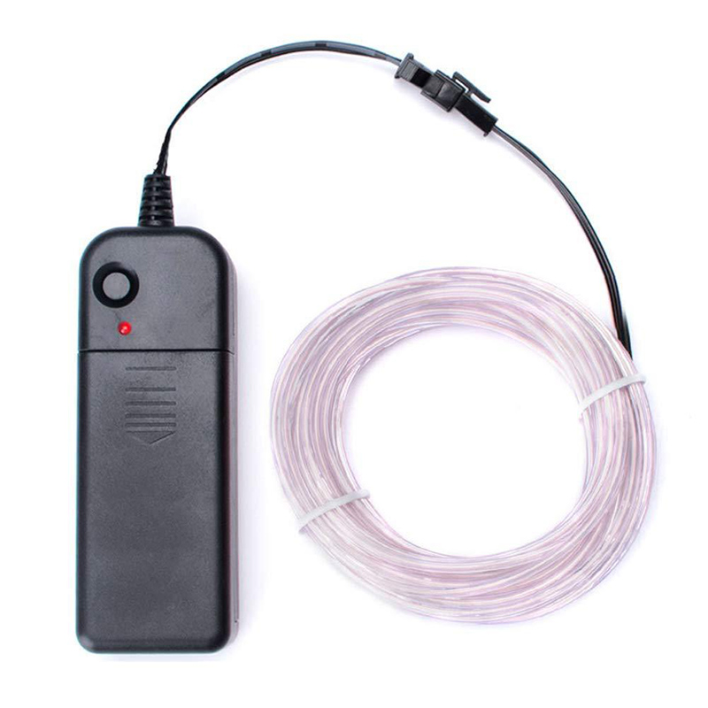 Cable de alambre luminoso para decoración, luces LED de neón para Navidad, de baile, Disfraces, bricolaje, ropa, coche, Rave, 3m/5m: Blanco / 5M