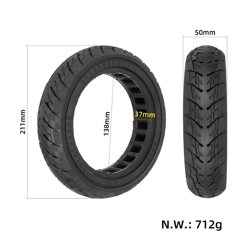 Sähköpotkulauta umpirengaspyörä malli 50/75-6.1 osaa korvaava tiet kumi tubeless paino 720g 8.5 tuumaa: Valkoinen