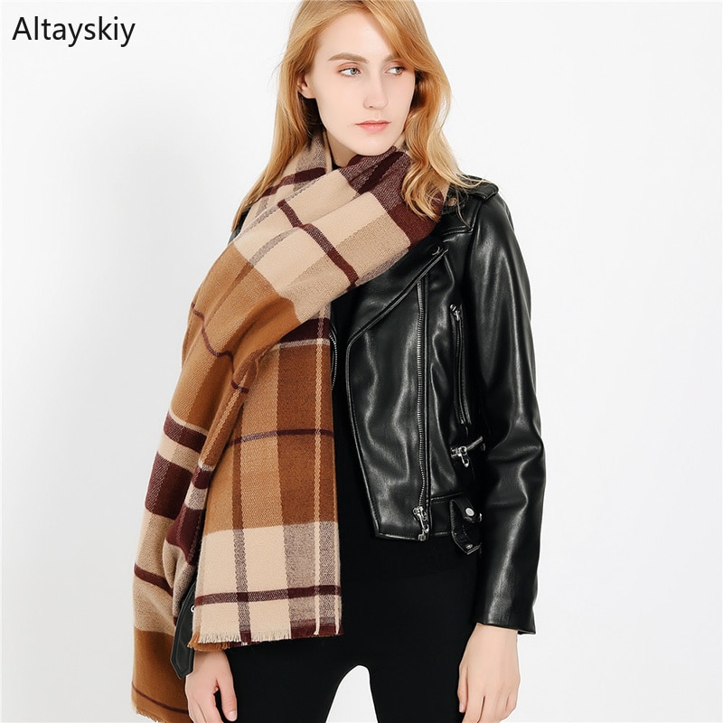 Sjaals dames winter warm geruit kasjmier kwast lange sjaal sjaal europese stijl trendy all-match dames omslagdoeken dagelijks chic