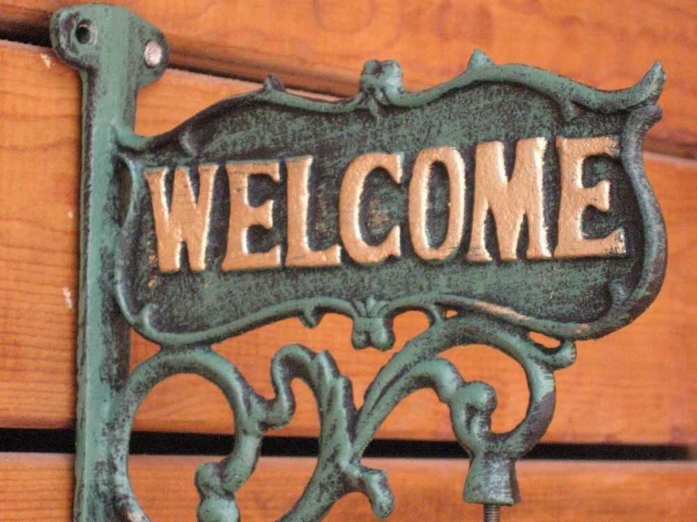 European Decorative Cast Iron Ship Bell Welcome Sign, Double Side Welcome