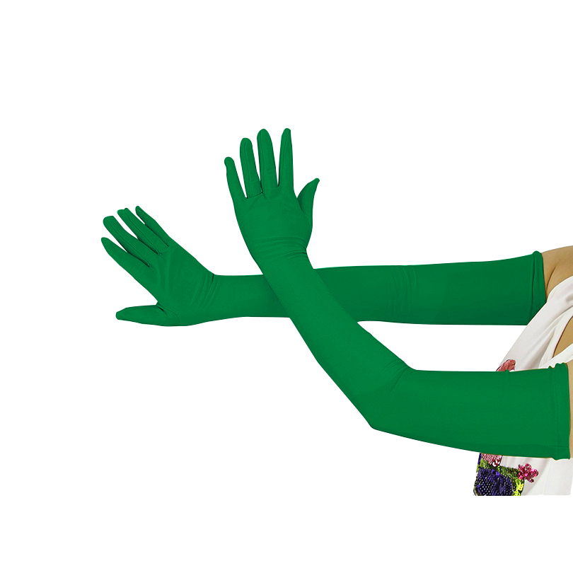 Ensnovo Adult Over Elbow 20 inch Stretchy Long Spandex Gloves Party Fancy Dressing Opera Cosplay Glove Sunscreen Gloves: Green