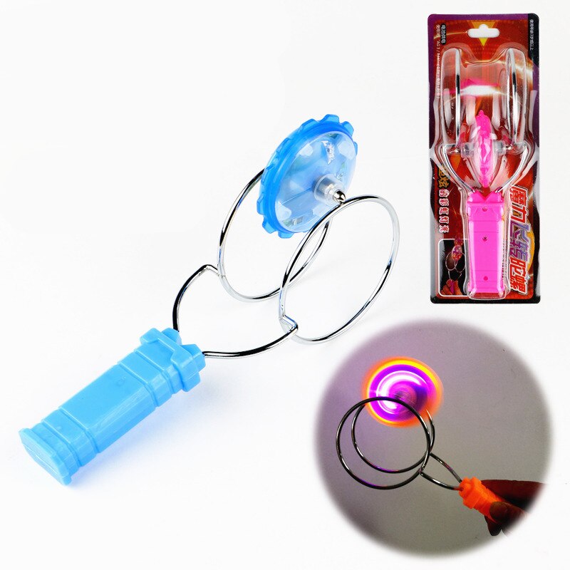 Magnetische Tol Led Lichtshow Kleurrijke Lichtgevende Track Roterende Klassieke Speelgoed Kinderen Hand Crank Magic Tol Grappige