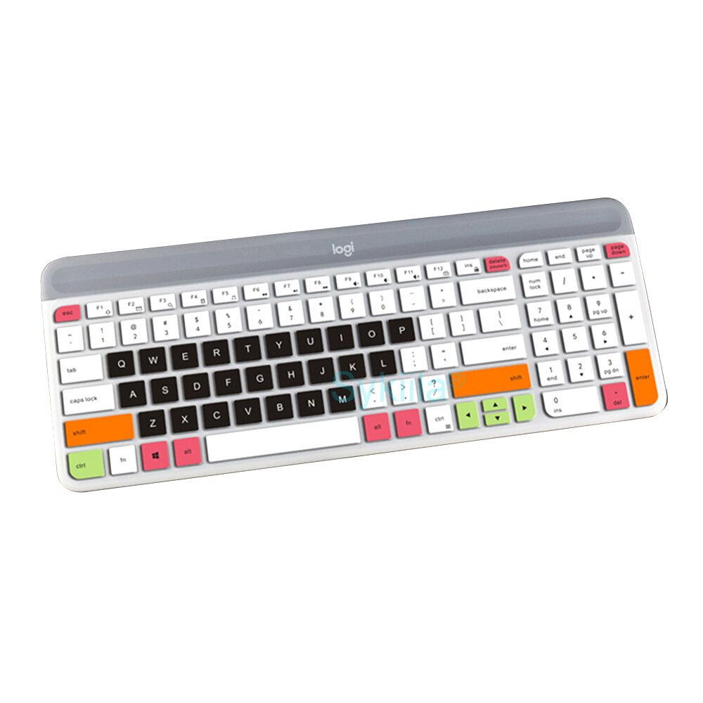 Keyboard Cover for Logitech MK470 K470 K580 Wired Set Clear Black Silicone TPU Protector Skin Film Case English Korea Colorful: Colorful