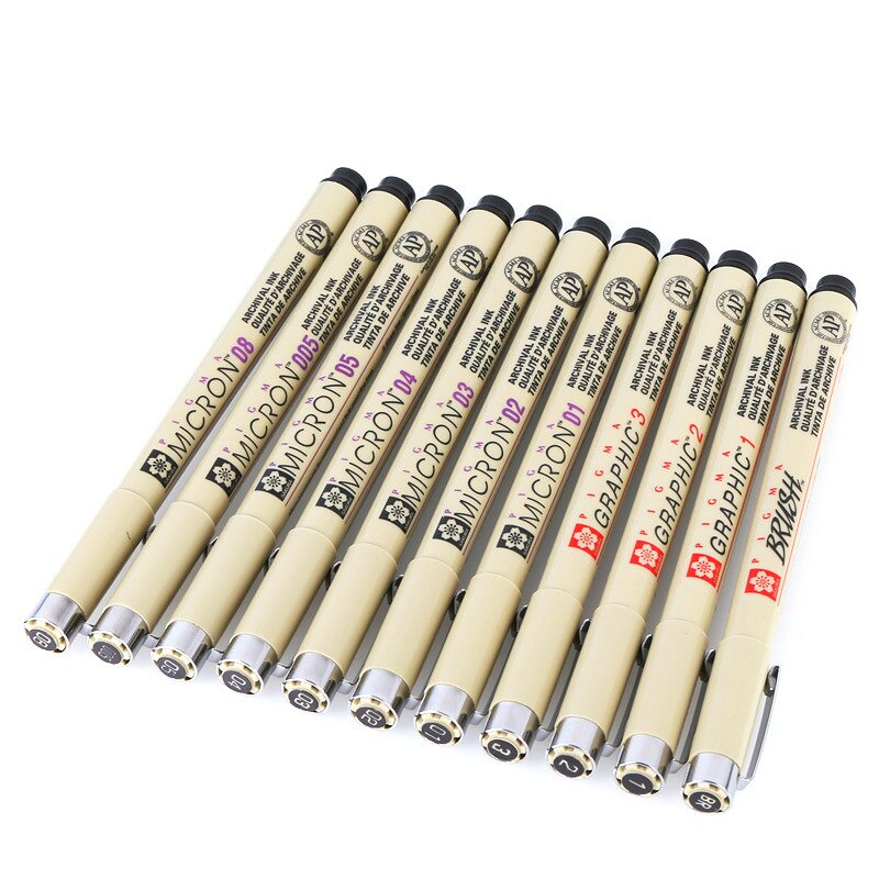 Pigma Micron Sakura Graphic Marker Pen Finliner 005 01 02 03 04 05 08 Pen Brush Fine Point Mapping Art Markers