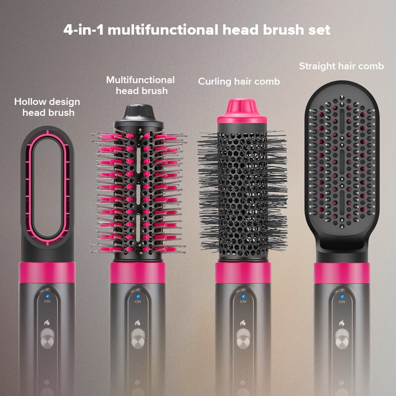 4 In 1 Afneembare Hete Lucht Haar Borstel Kit Negatieve Ionen Haar Golven Krultang Stijltang Air Brush Styler En volumizer