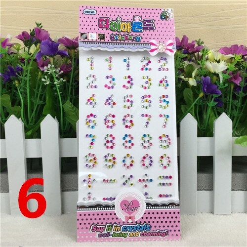 Many Styles Mixed Color Acrylic Rhinestone Crystal Decoration Stickers 3D Baby Kids boys girls DIY Cute Children toys Stickers: 6