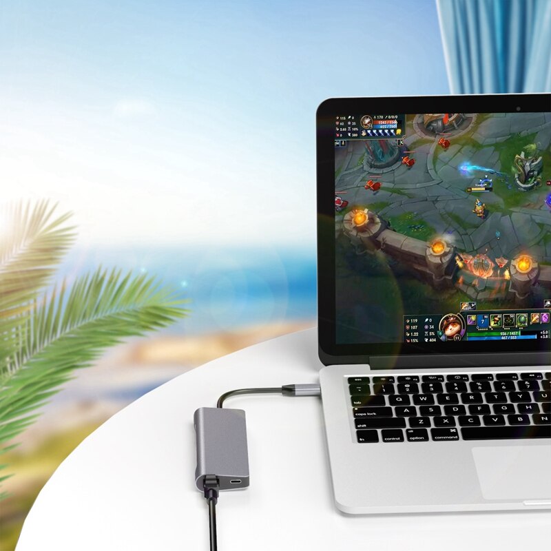 Type C Hub, 7-In-1 Adapter with Gigabit Ethernet, 4K USB C to HDMI, 2 USB3.0, SD/TF Card Reader Compatible for Mac Pro and Other