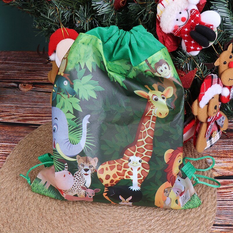Bolsa de tela no tejida con tema Animal de Zoo Forest, mochila con cordón, bolsa de para fiestas, bolsa de compras, chaleco
