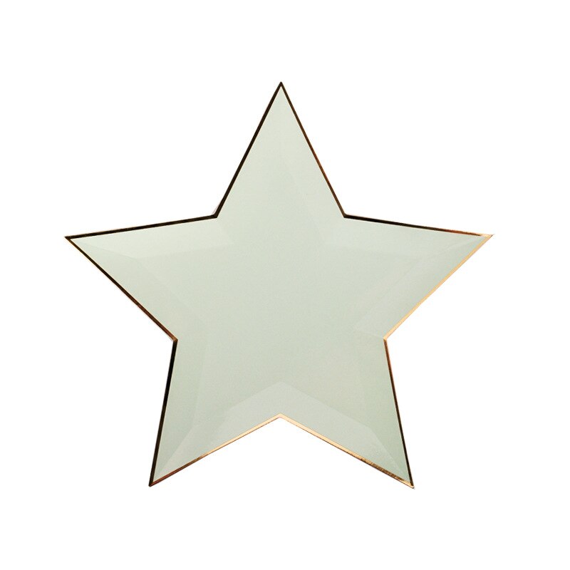 Wegwerp Servies Bruiloft Decoratie 8 Pcs/1 Pack Effen Kleur Vijfpuntige Ster Papier Lade Verjaardagsfeestje Decoraties kids: 8PCS light green