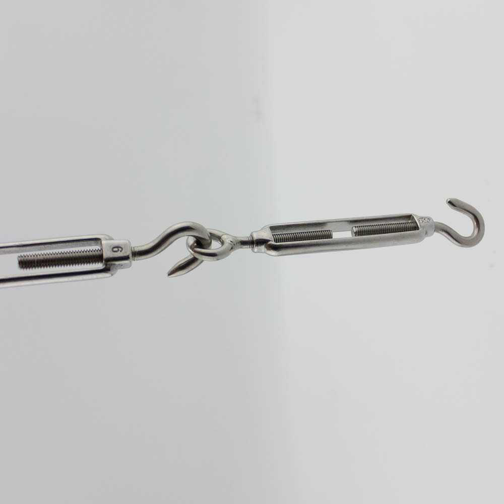 Stainless Mini Open Body Hook-Eye Turnbuckle High Polished Adjustable Wire Rope Tension M5 for Sun Shade Kits 5pcs