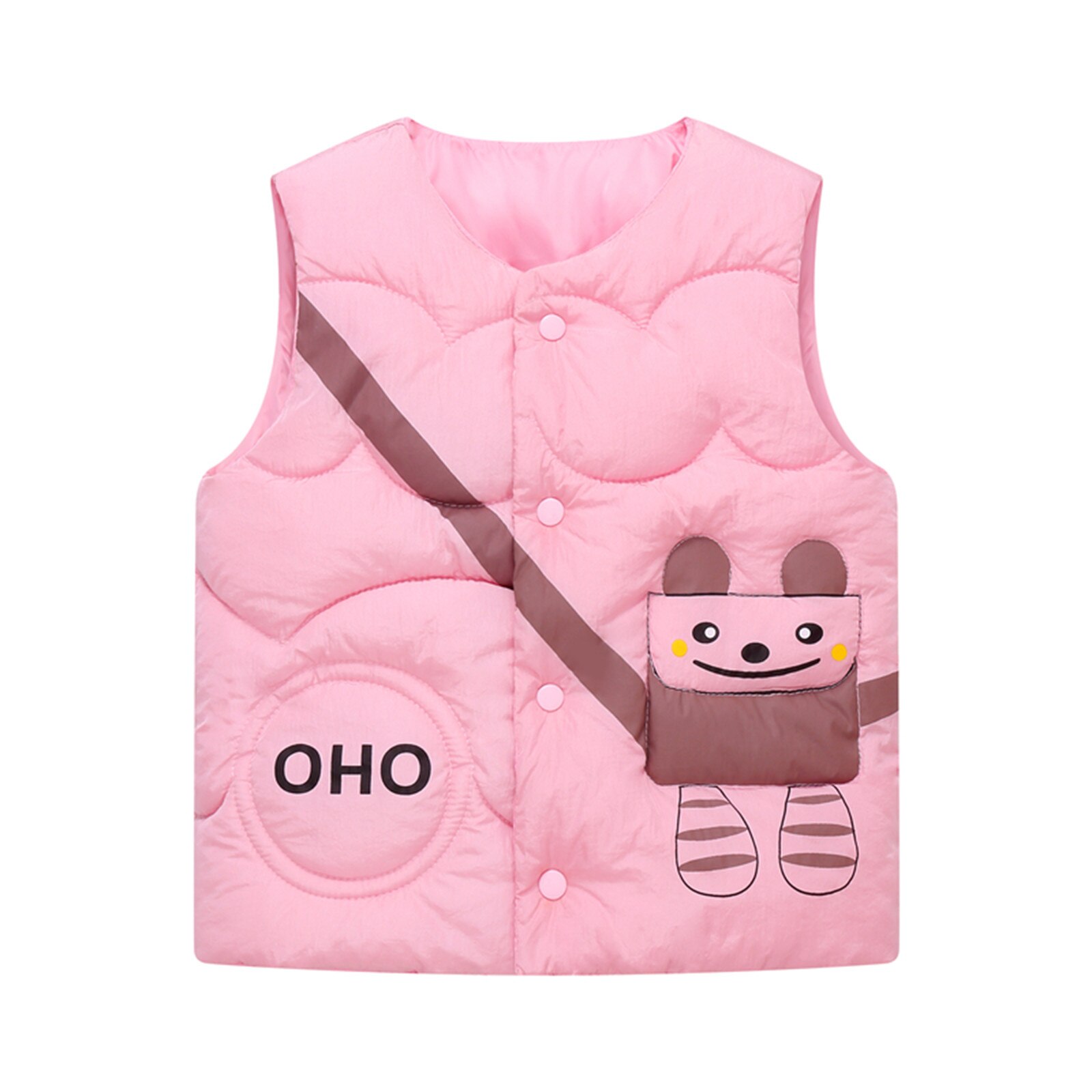 Peuter Jongen Meisje Vesten Mouwloze Winter Jas Voor Meisje Cartoon Outdoor Vest Uitloper Kids Kleding Outfits: Roze / 2T