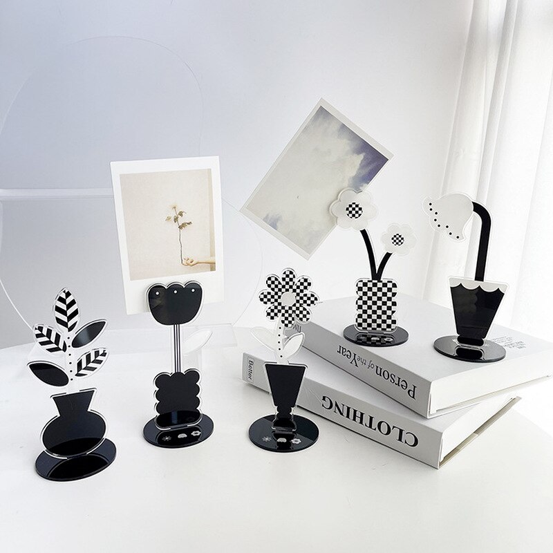 Acrylic Flower Desktop Photo Message Clip Table Number Holder Business Place Card Stand Rack Wedding Decoration Party Supplies