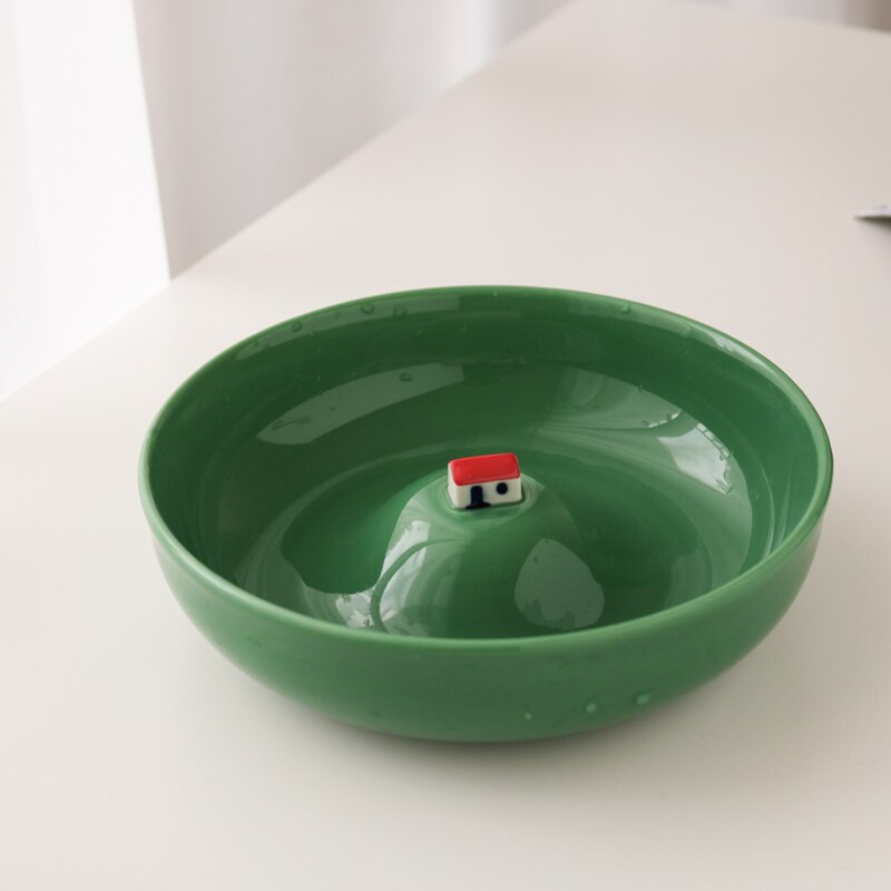 Haushalt Geschirr Keramik Obst Salat Schalen Utensilien für Küche Platten Suppe Nachtisch Snack Ramen Schüssel mit verrotten Haus Weiß