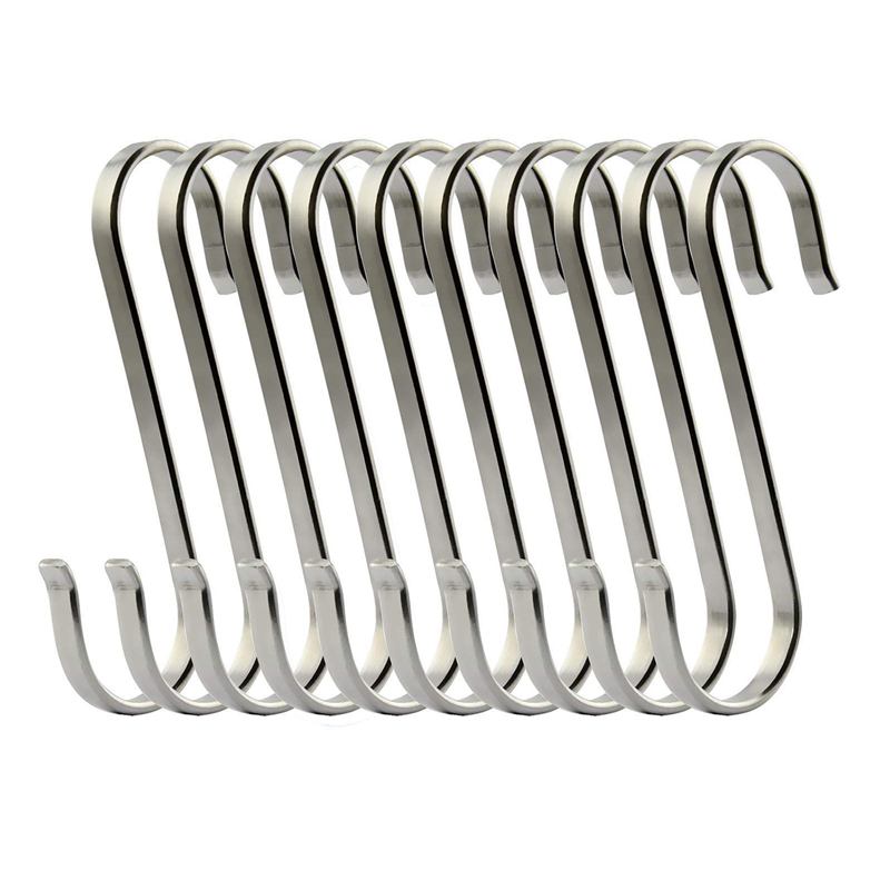 Lot de 10 S crochets de Suspension inox pour ustensiles de cuisine ou viande de boucherie