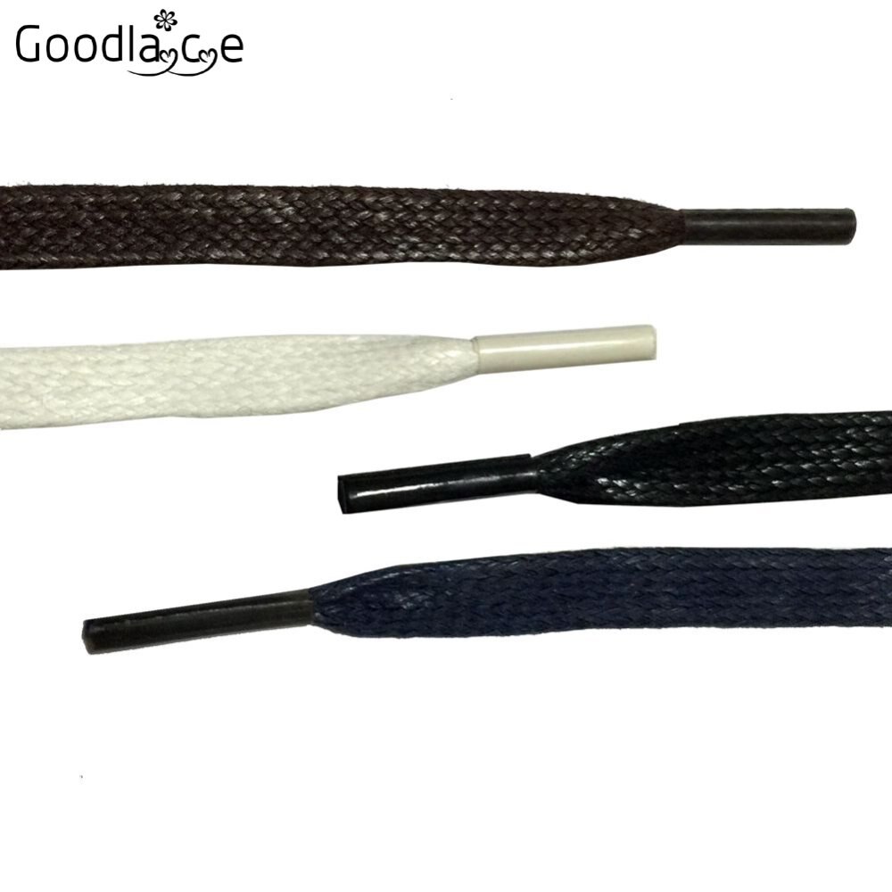 7mm wide Flat Waxed Shoelaces Unisex Cord Cotton Shoe Laces for Canvas Dress Shoes 120cm / 47"