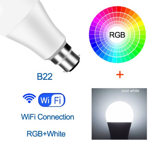 B22 Smart Led Lamp E27 RGBW 15W WiFi Lamp Bluetooth 4.0 Smart Lamp RGB + Wit Kleur Veranderen Dimbare AC85-265V Hotel Keuken Lamp