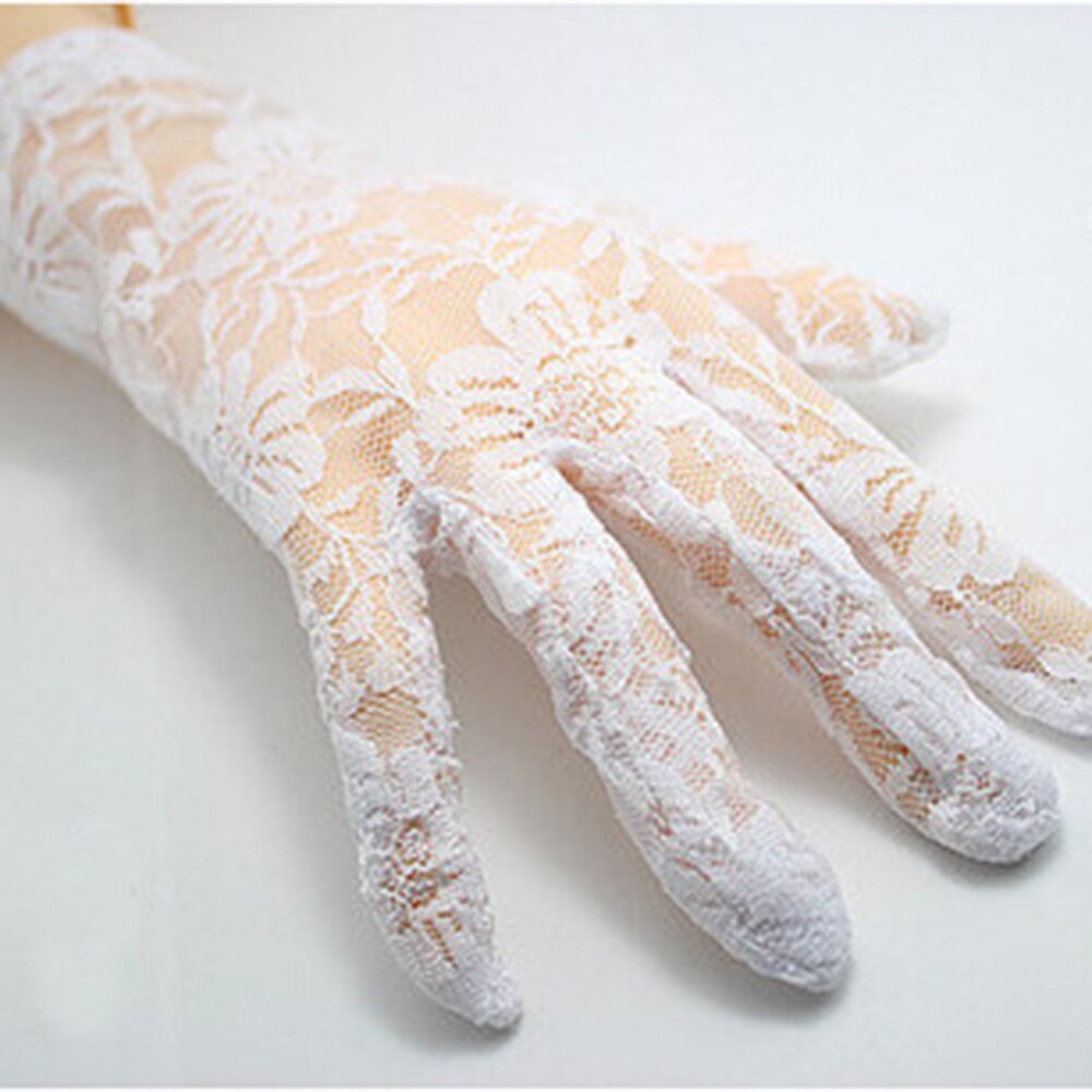 Guantes cortos blancos y negros para boda, guantes De novia para dedo para mujer, guantes De encaje De novia, accesorios De novia