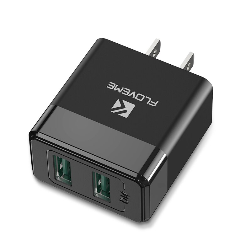 FLOVEME 2.4A Del Telefono del Caricatore UE Spina DEGLI STATI UNITI del Caricatore del USB per il iPhone Samsung Universale Del Telefono Mobile caricatore della Parete del Caricatore Adattatore di Ricarica Veloce: US Plug black