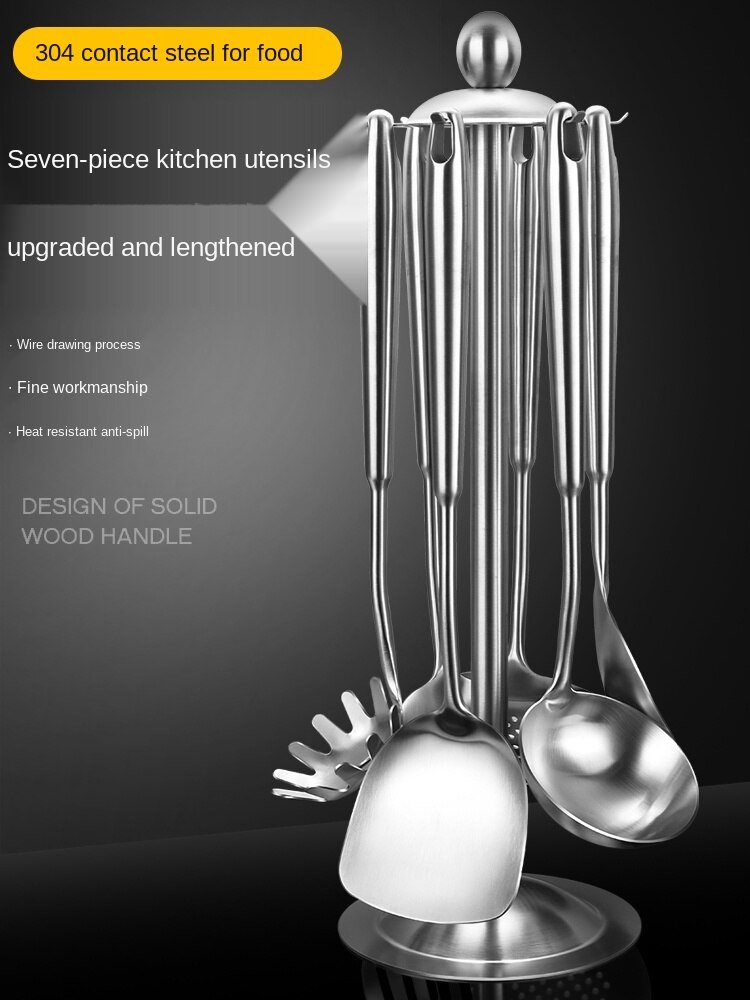 Thick 304 Stainless Steel Cooking Scraper Spatula Spatula Soup Spoon Household Kitchenware Set Full Set