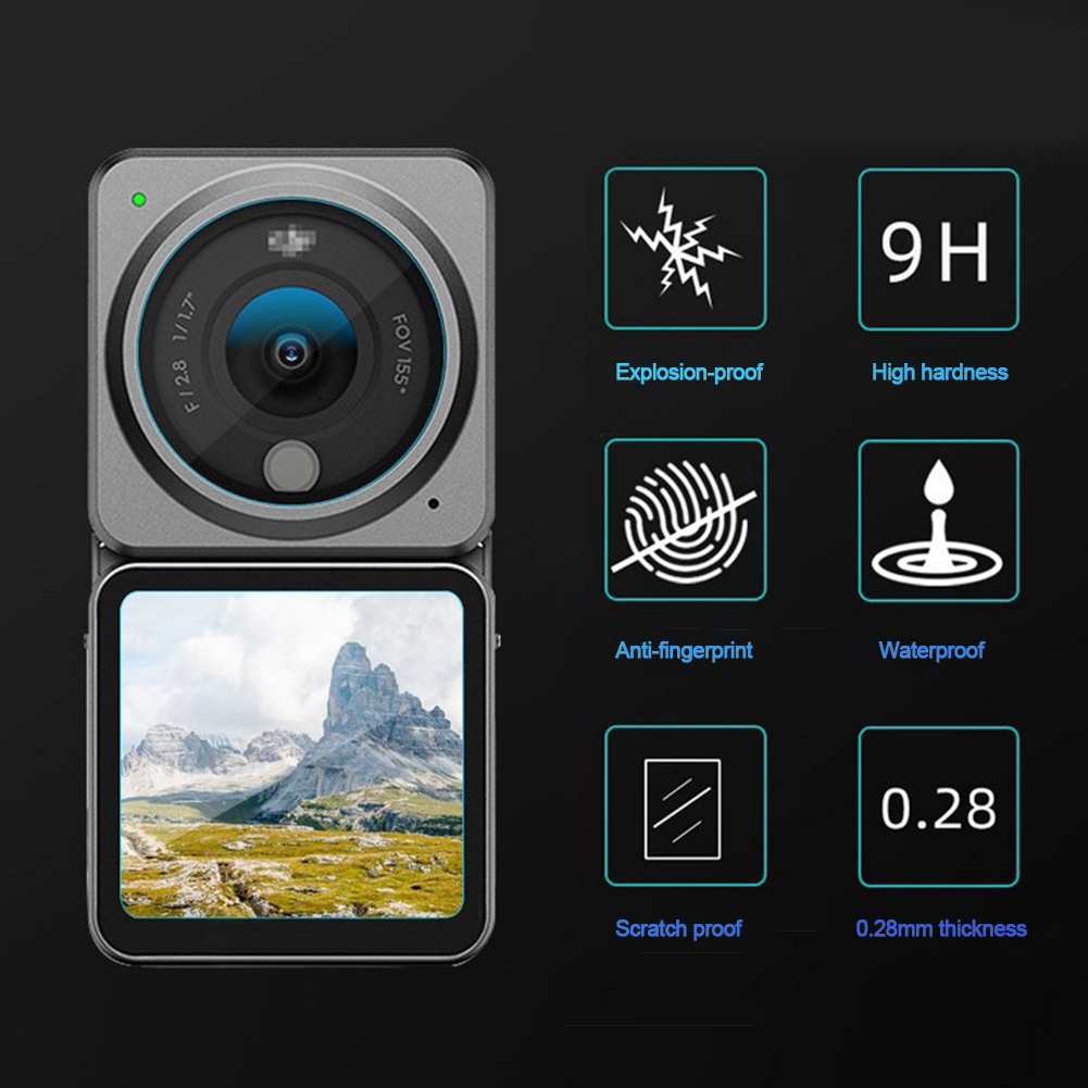 Schutzfolie aus gehärtetem glas für dji osmo action 2, kratzfeste schutzfolie aus 1 gehärtetem glas für 1 kameraobjektiv, +2 displayschutzfolien (zubehör)