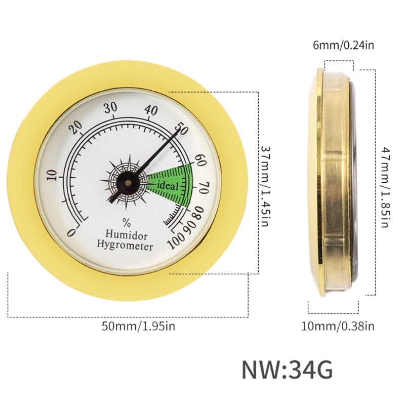 Mini Hygrometer 50mm Round Cigar Hygrometer for Humidors Guitar Violin Cigar Tobacco Boxes Household High Precision Moisture Met