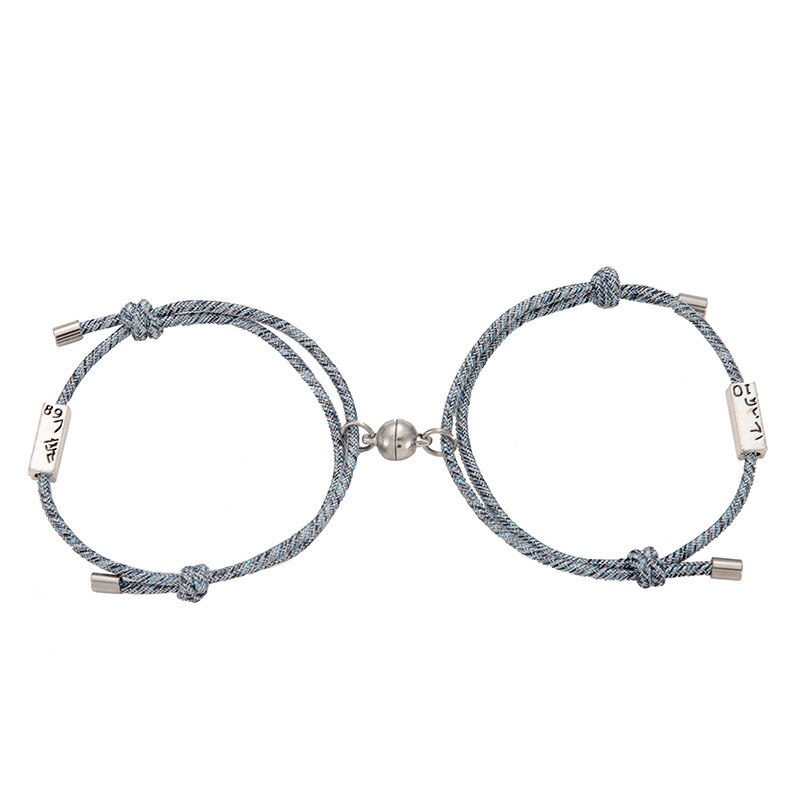 2 stk magnetisk gensidig tiltrækning par armbånd til kvinder justerbare håndlavede løfter af evigt flettet reb charm smykker: 89 bl 10