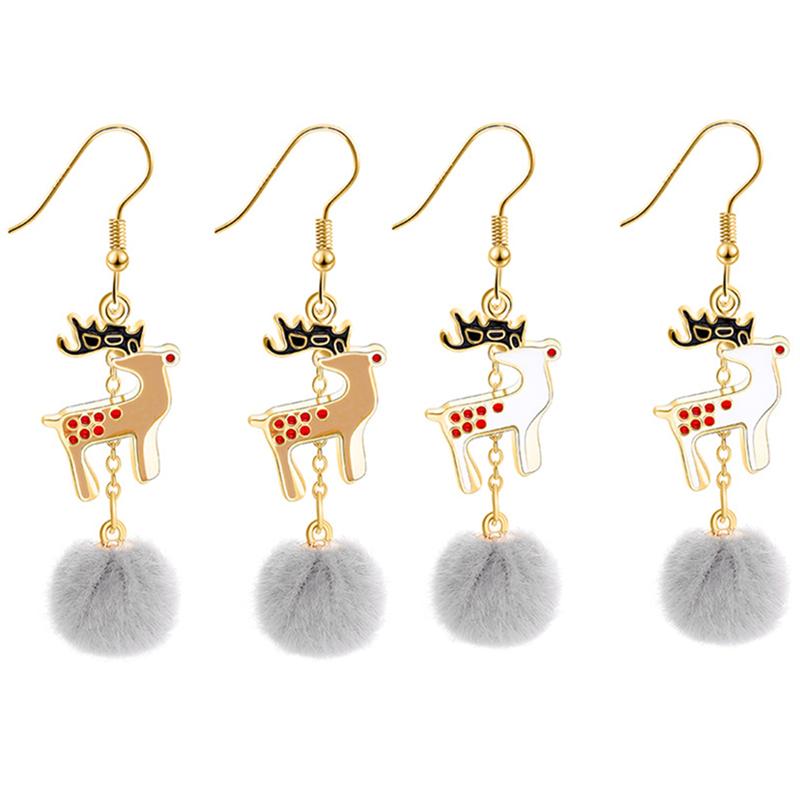 2 Pairs Kerst Thema Vrouw Oorbel Modieuze Legering Kerstboom Oorbellen Cartoon Bell Kerstman Stud Oorbellen: Style 17