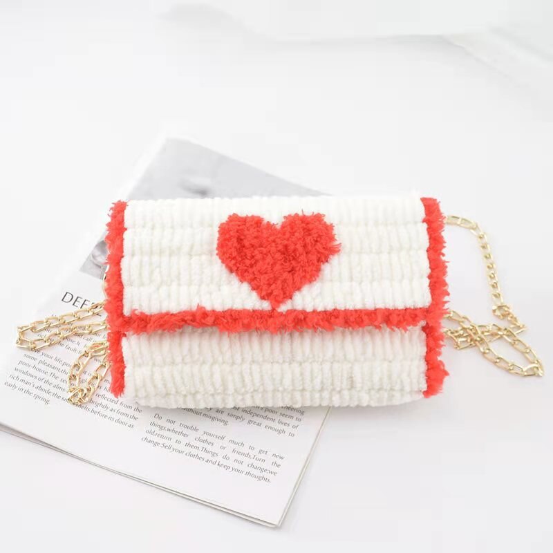 Bolsos creativos para manualidades, materiales de tejido artesanal, bolsa tejida a mano, gancho de pestillo práctico, accesorios de fabricación de bolsas de tela de malla, hecho a mano: RedWhite
