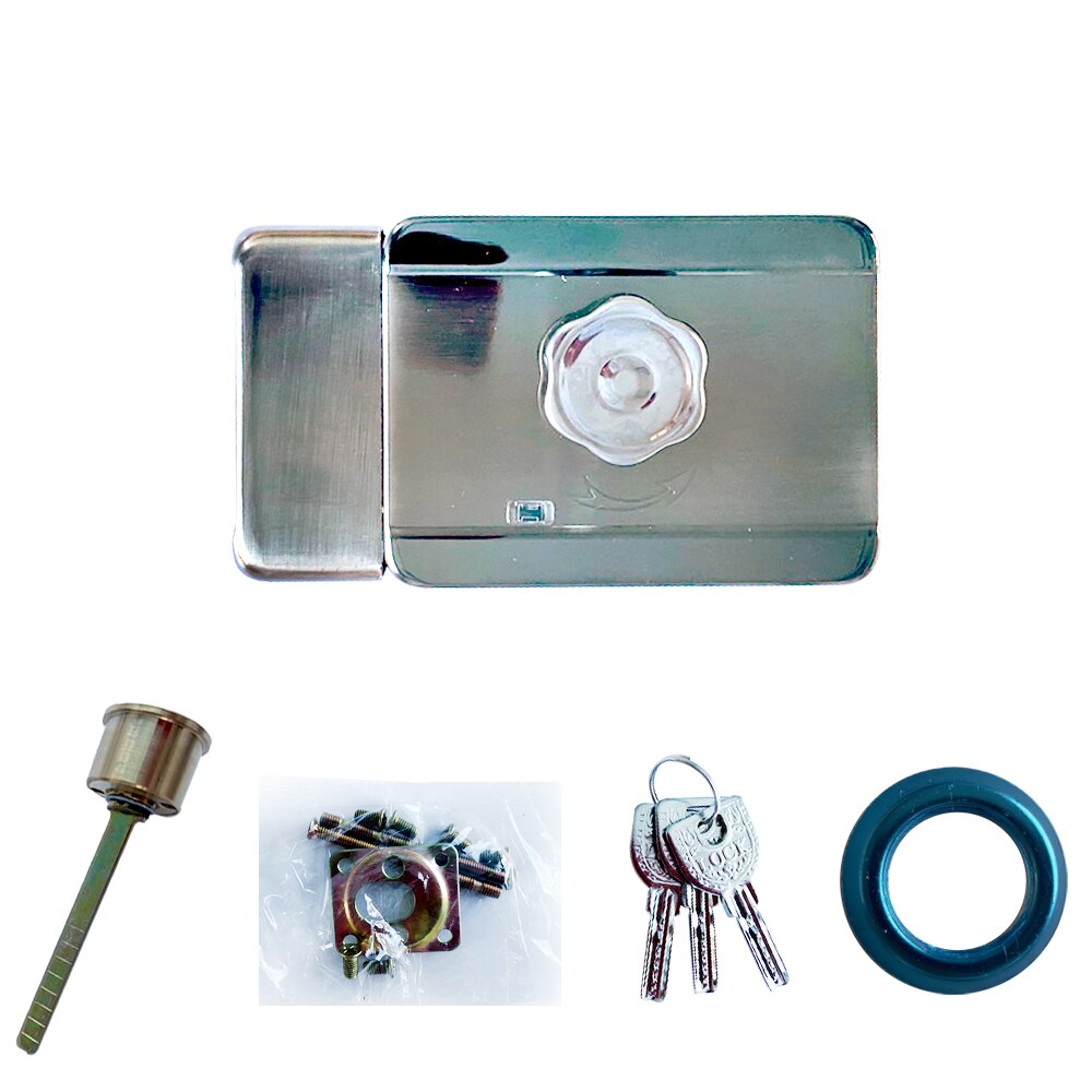 12V Electronic Door Lock Access Control System Silver Security Smart Intelligent Single Head Lock With for Home Intercom System: Default Title