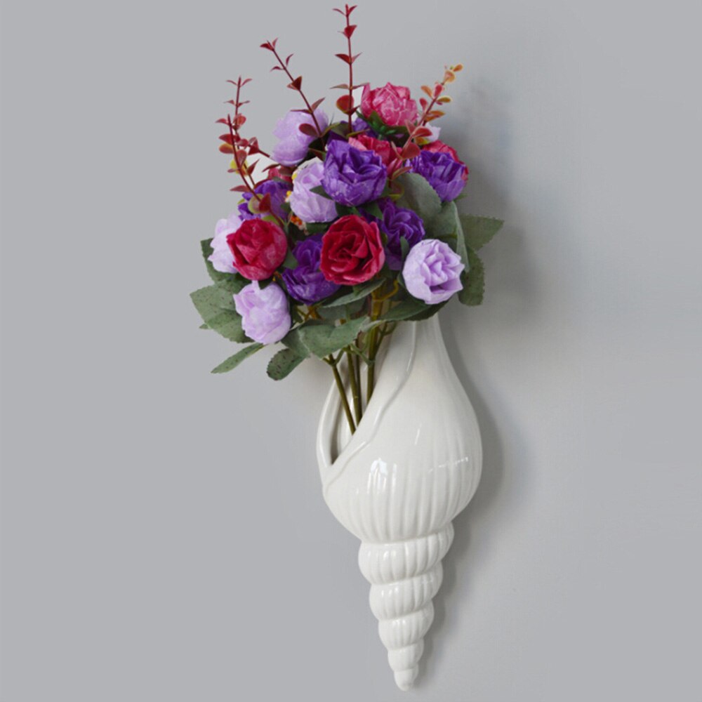 3D Conch Wanddecoratie Vaas Keramische Schelp Schelp Bloem Vaas Muur Opknoping Bloempot Thuis Kamer Achtergrond Muur decor