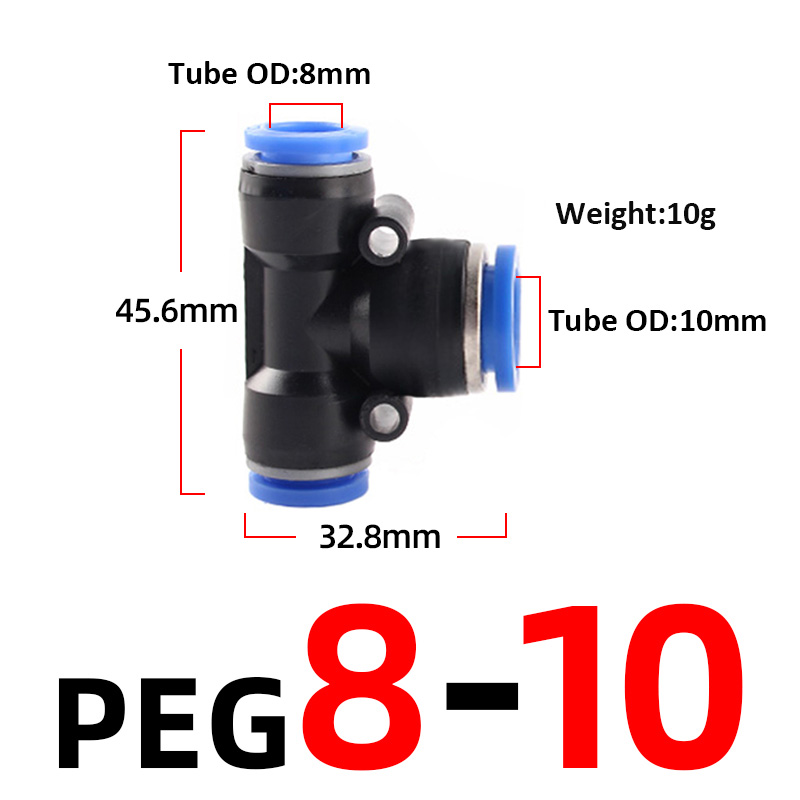 1PCS PE PEG Blue Pneumatic Fitting Pipe Connector Tube Air Quick Fittings Water Push In Hose Couping 4mm 6mm 8mm 10mm 12mm: 8-10-8