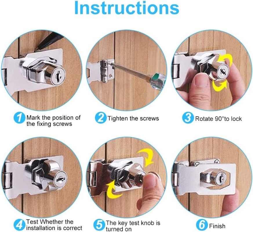 Locking Hasp Staple Keyed Hasp Locks Office Security Buckle Shed Cabinet Door Security Locker Drawer Latches Cupboard Padlock