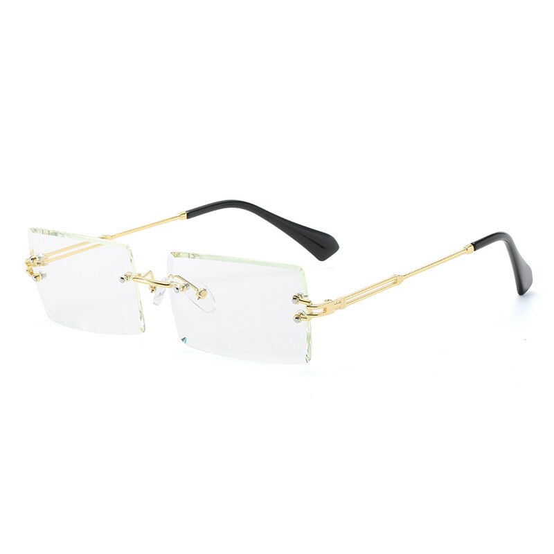 Oec cpo populære rammeløse rektangel solbriller kvinder mænd nuancer legeringsbriller  uv400 o264: Guldklar