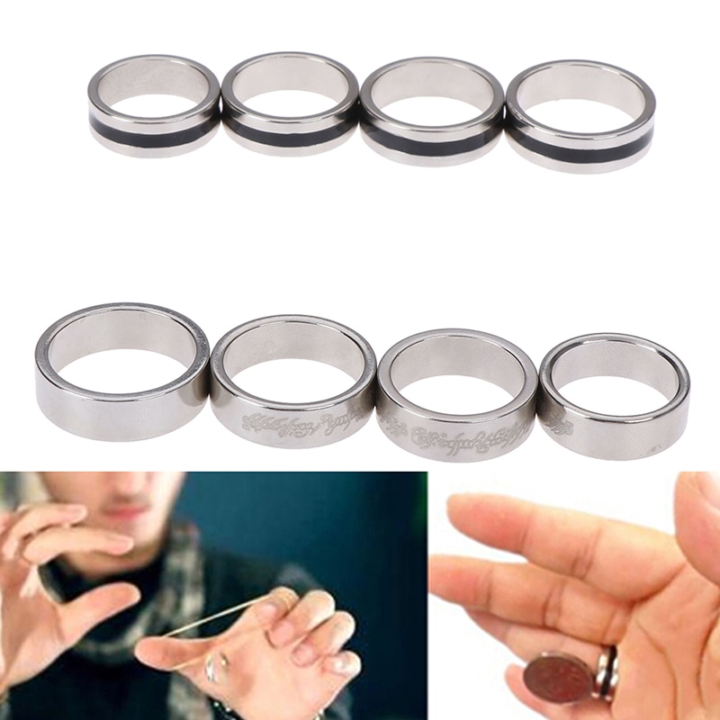 Black Circle Pk Ring Magic Tricks Strong Magnetic Magnet Ring Coin Finger Decoration 18/19/20/21mm Size Magic Ring Props Tools