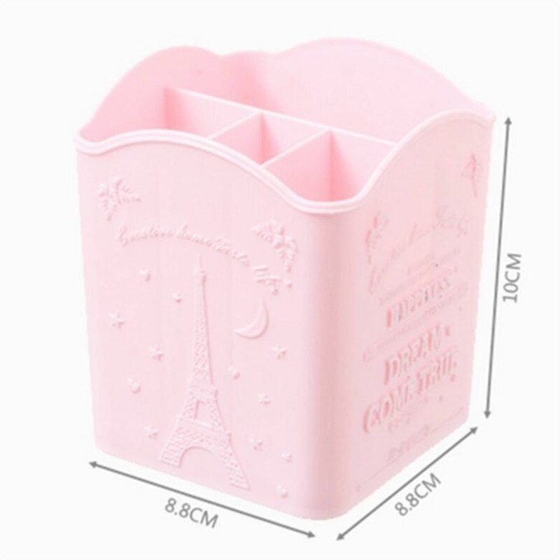 4 rum makeup børste holder bærbar tom plast børster holder neglepen boks opbevaring organizer beholder tilfældig farve