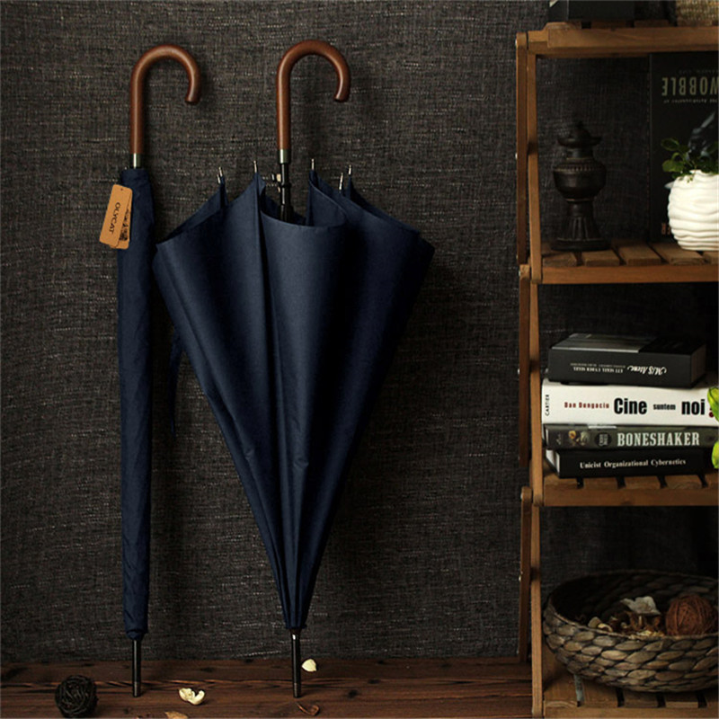 OLYCAT Brand Long Umbrella Japanese Wooden Handle Semi Automatic Large Rain Umbrellas Men 8K Windproof Guarda Chuva Paraguas
