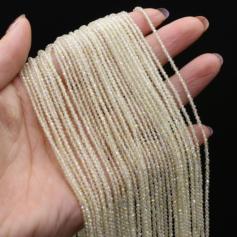 5 strenge naturstenperler belagt farve facetslebet krystal stione spacer løse perler armbånd gør-det-selv smykkefremstilling halskæde 2/3mm: Grå / Andet
