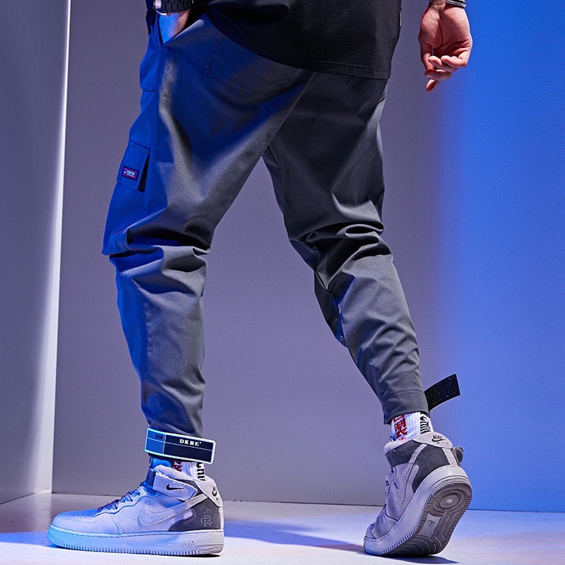 Mænd rød elastisk talje haremsbukser mænd streetwear punk hip hop fritidsbukser joggers mænd dansende bukser joggingbukser  wg244